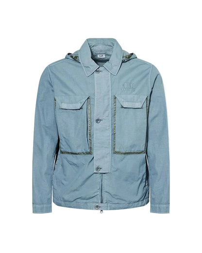 Cp Company 090A Flatt Nylon Goggle Overshirt In Stormy Weather With Certilogo
