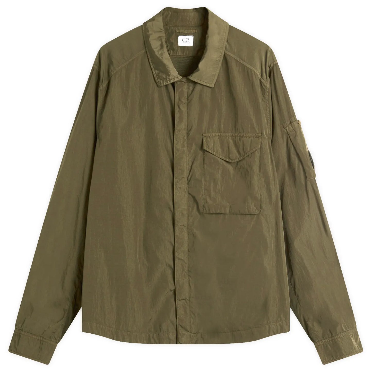 Cp Company 095A Chrome-R Full Zip Overshirt Ivy Green with Certilogo