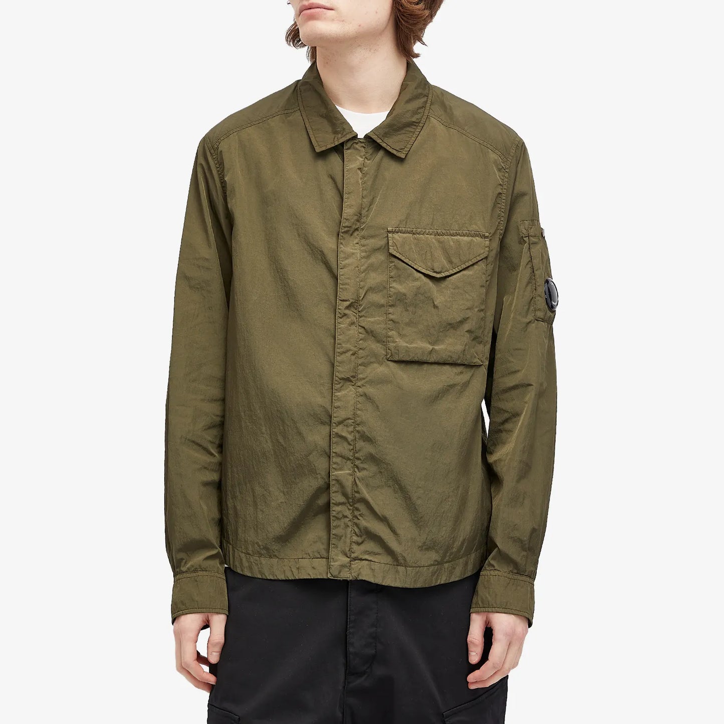 Cp Company 095A Chrome-R Full Zip Overshirt Ivy Green with Certilogo