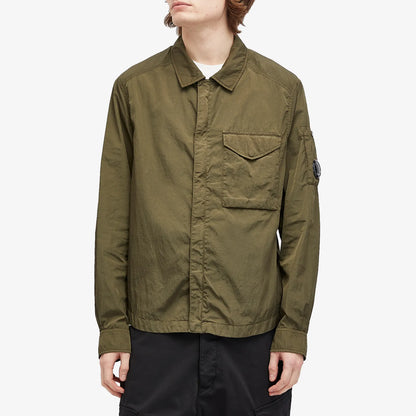 Cp Company 095A Chrome-R Full Zip Overshirt Ivy Green with Certilogo