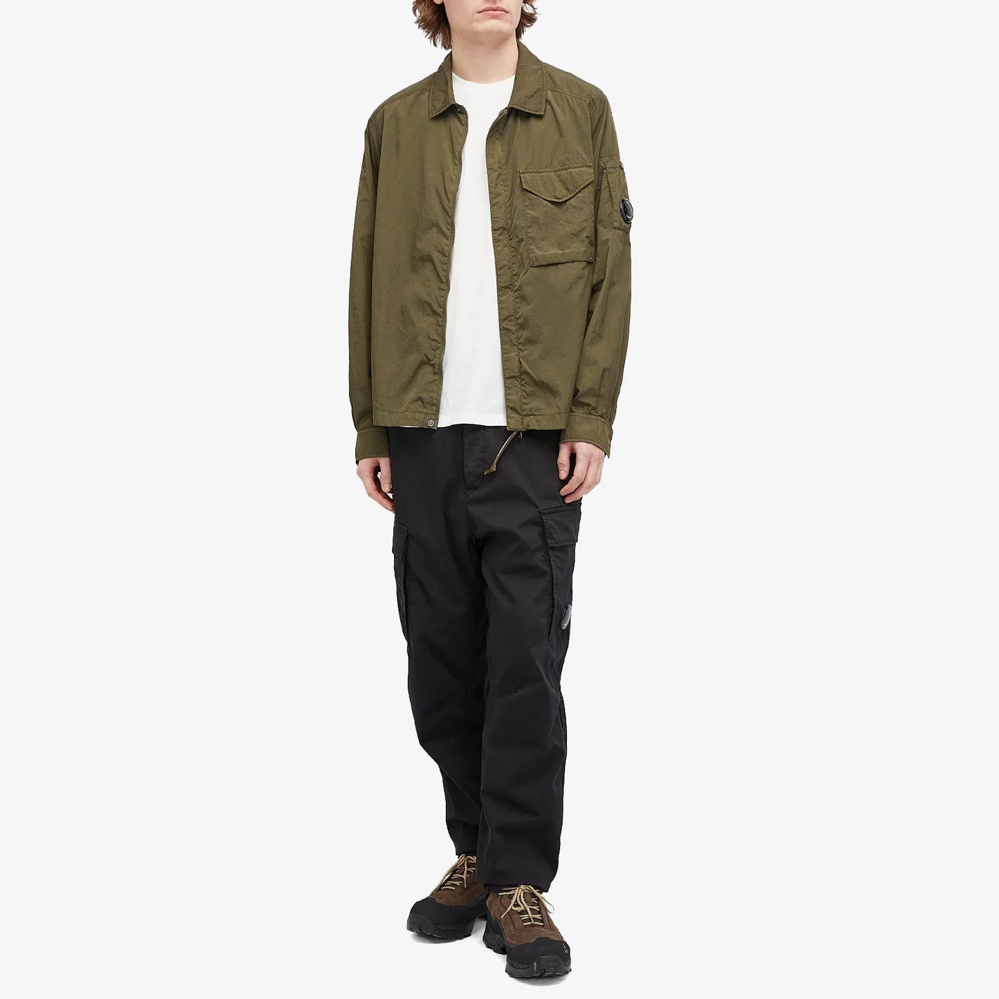 Cp Company 095A Chrome-R Full Zip Overshirt Ivy Green with Certilogo