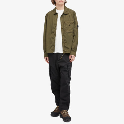 Cp Company 095A Chrome-R Full Zip Overshirt Ivy Green with Certilogo