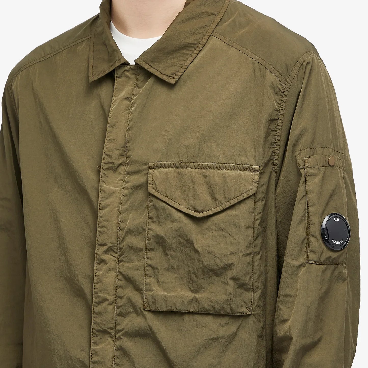 Cp Company 095A Chrome-R Full Zip Overshirt Ivy Green with Certilogo