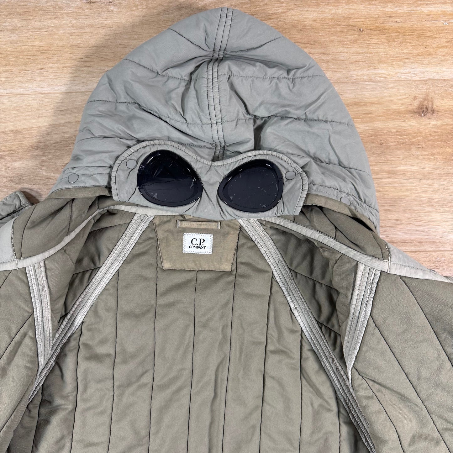 C.P. Company GD Liner Padded Goggle Jacket in Fallen Rock - Grey