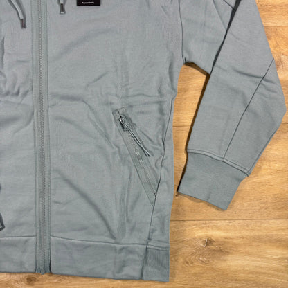 C.P. Company Diagonal Raised Fleece Goggle Hoodie in Silver Blue