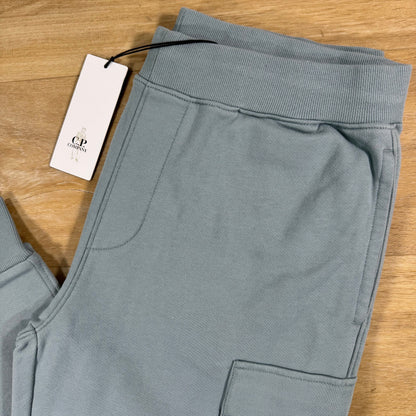 C.P. Company Diagonal Raised Fleece Lens Sweatpants in Silver Blue