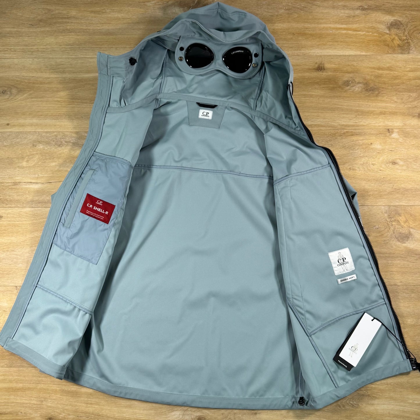 C.P. Company Shell-R Goggle Jacket in Silver Blue