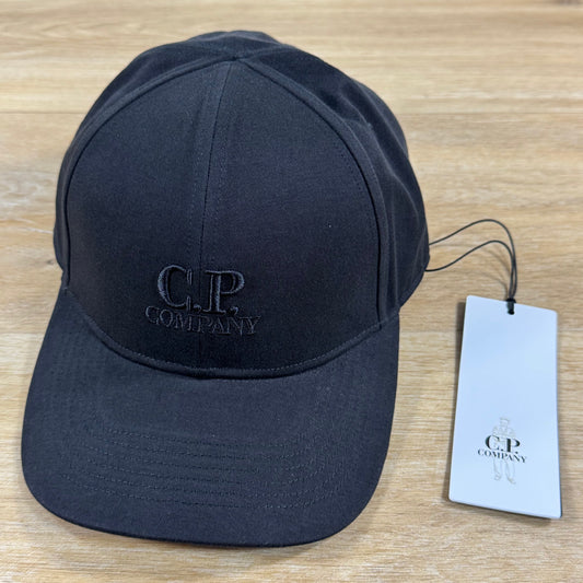 C.P. Company Gabardine Logo Cap in Black