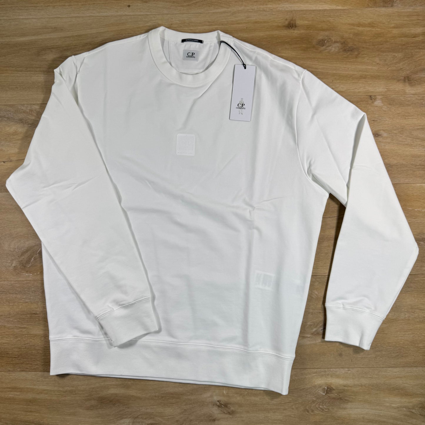 C.P. Company Metropolis Series Stretch Fleece Crewneck Sweatshirt in Gauze White