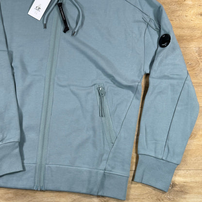 C.P. Company Diagonal Raised Zipped Lens Hoodie in Silver Blue