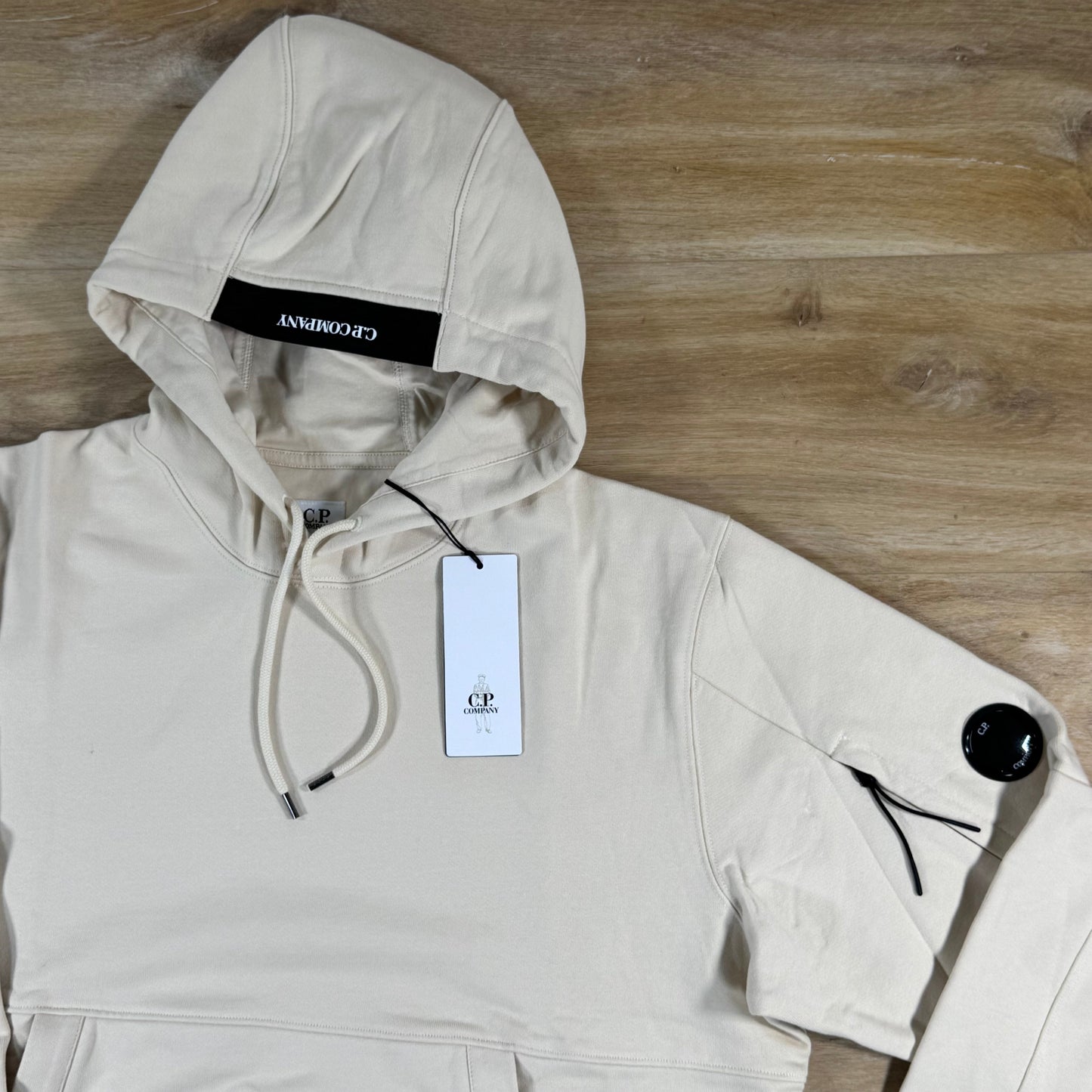 C.P. Company Diagonal Raised Fleece Lens Hoodie in Frozen Dew