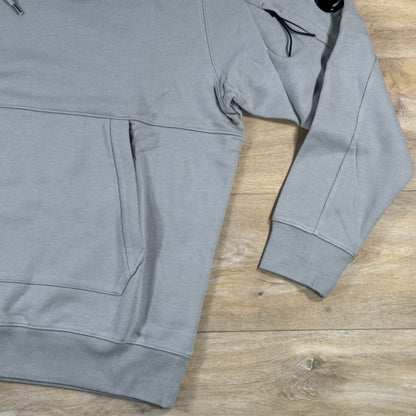 C.P. Company Diagonal Raised Fleece Lens Hoodie in Dove