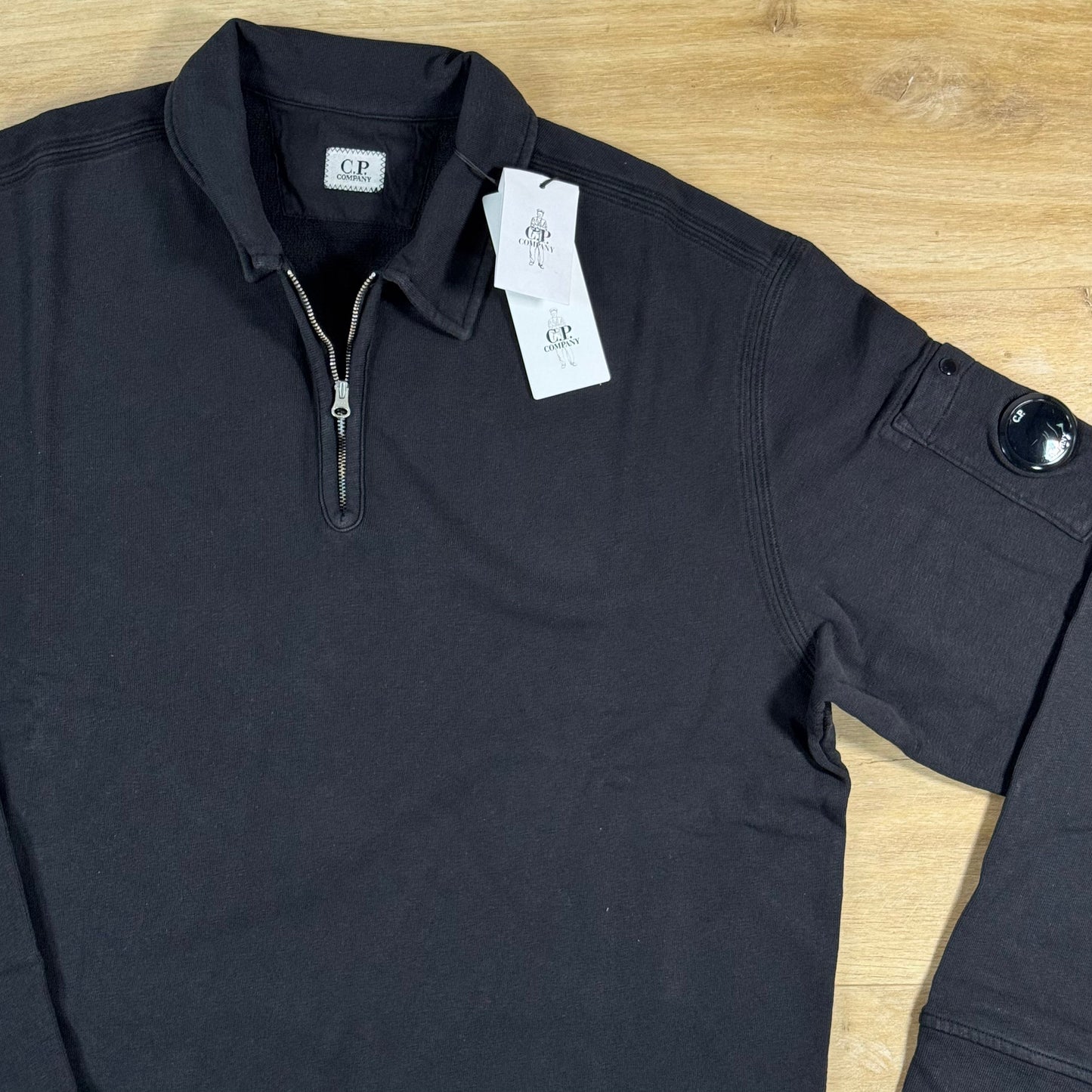 C.P. Company Malfile Fleece Half-Zip Lens Sweatshirt in Black