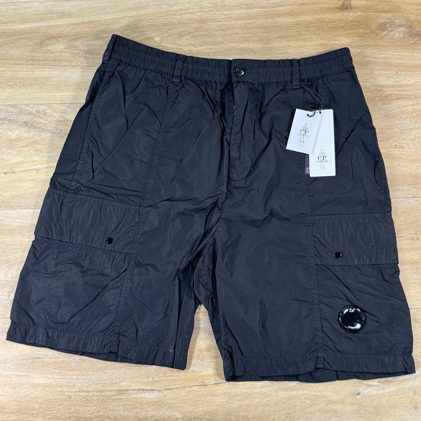 C.P. Company Chrome-R Lens Boxy Cargo Shorts in Black