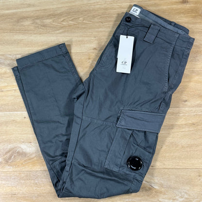 C.P. Company Stretch Sateen Ergonomic Lens Cargo Pants in Gunmetal - Grey