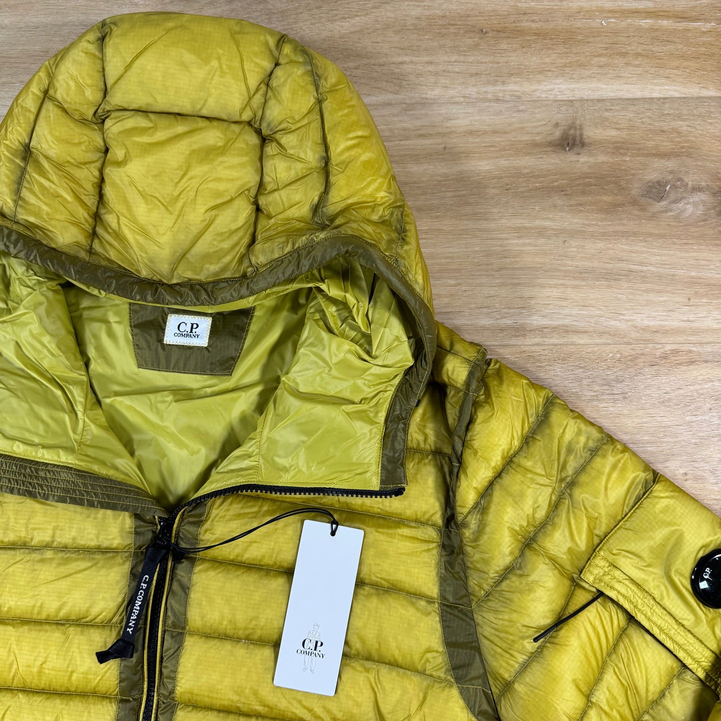 C.P. Company D.D. Shell Lens Down Jacket in Antique Moss - Yellow