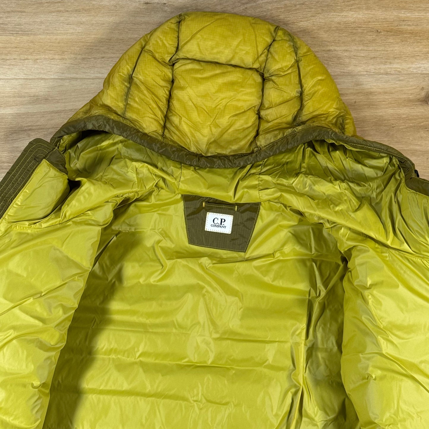 C.P. Company D.D. Shell Lens Down Jacket in Antique Moss - Yellow