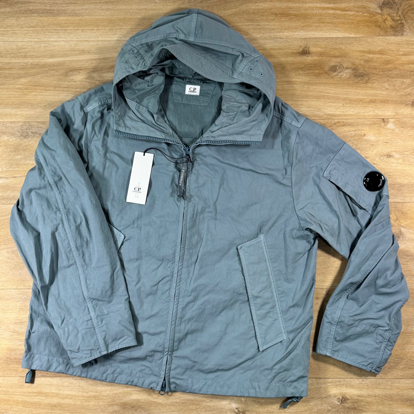 C.P. Company Twill Hooded Lens Jacket in Silver Blue