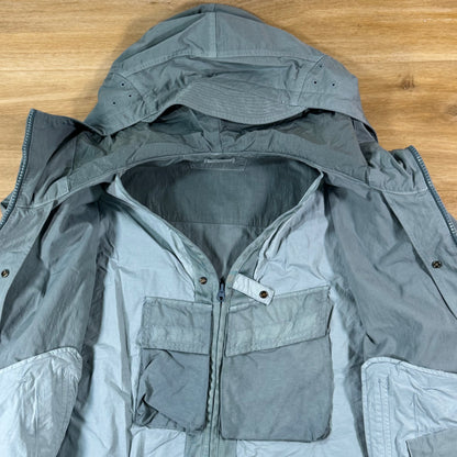 C.P. Company Twill Hooded Lens Jacket in Silver Blue