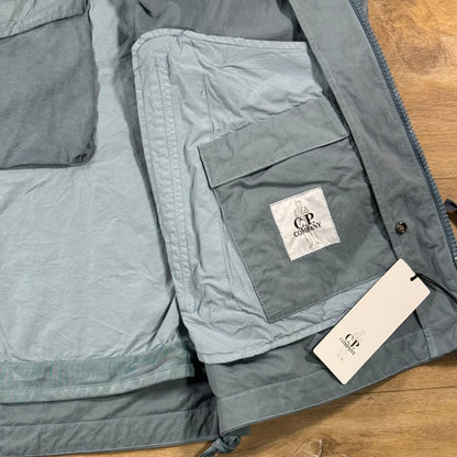 C.P. Company Twill Hooded Lens Jacket in Silver Blue