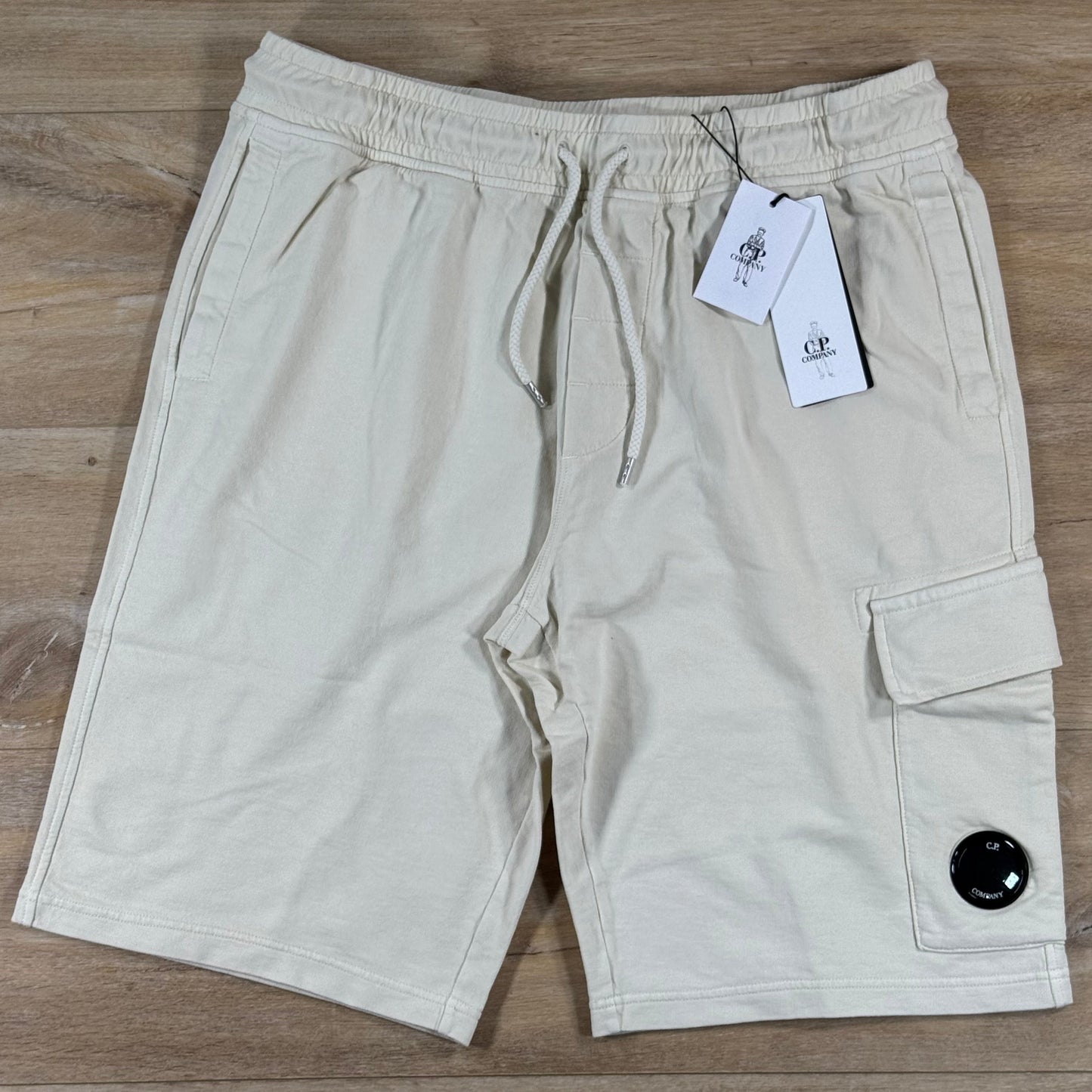 C.P. Company Light Fleece Cargo Lens Shorts in Frozen Dew