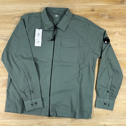 C.P. Company Organic Gabardine Lens Overshirt in Laurel Wreath