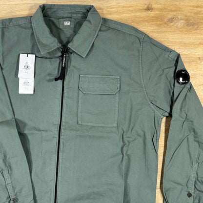 C.P. Company Organic Gabardine Lens Overshirt in Laurel Wreath