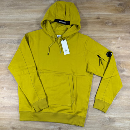 C.P. Company Diagonal Raised Fleece Lens Hoodie in Antique Moss - Yellow