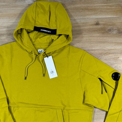 C.P. Company Diagonal Raised Fleece Lens Hoodie in Antique Moss - Yellow