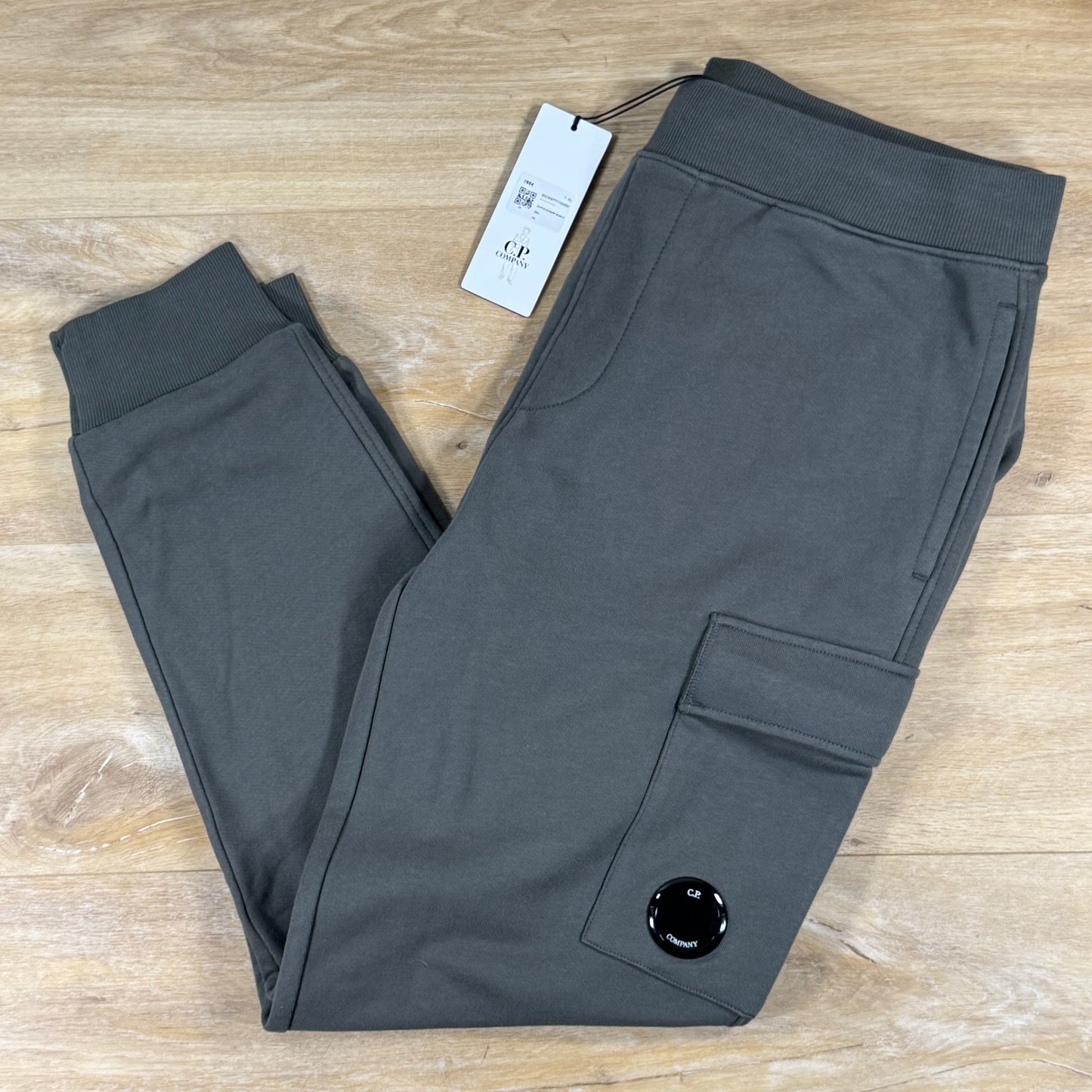 C.P. Company Diagonal Raised Fleece Lens Sweatpants in Gunmetal - Grey