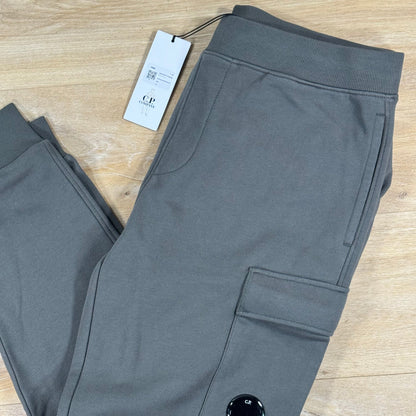 C.P. Company Diagonal Raised Fleece Lens Sweatpants in Gunmetal - Grey