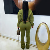 Load image into Gallery viewer, Vibe lounge stacked pants set (Olive)