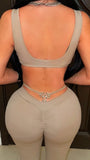 Load image into Gallery viewer, Posh bodysuit leggings set (Nude/silver)