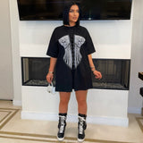 Load image into Gallery viewer, Mille corset tee dress (Black/white)