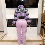 Load image into Gallery viewer, Fly fur plaid varsity jacket (Lilac/green)