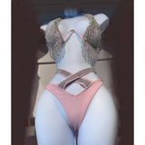 Load image into Gallery viewer, Crystal fringe shorts (Blue/silver)