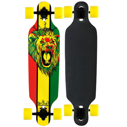 Krown Longboard Complete Elite Drop Through Rasta Lion - Yellow Wheels