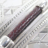 Load image into Gallery viewer, Hermes 925 Leather Touareg Hand Carved Carving Design Hairline Oval Belt Buckle