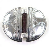 Load image into Gallery viewer, Hermes 925 Leather Touareg Hand Carved Carving Design Hairline Oval Belt Buckle