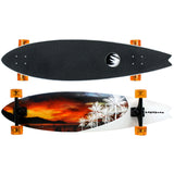 Load image into Gallery viewer, Paradise Longboard 9.5" x 39.5" White Sunset Swallow Tail Fish Shape