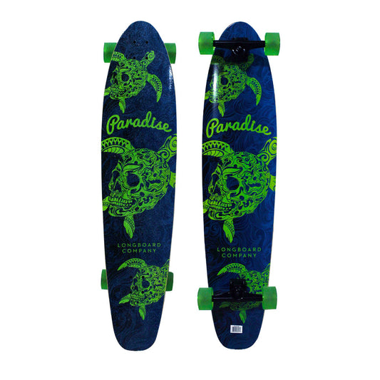 Paradise Longboard Turtle Skull Kicktail 9.75" x 44" Blue / Green