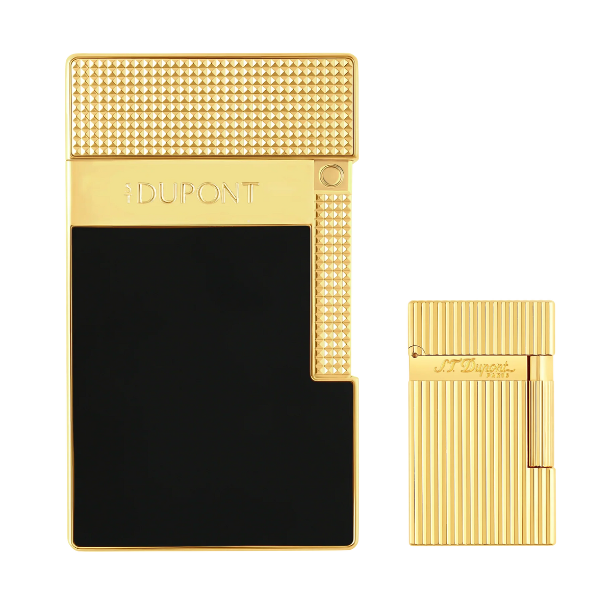 S.T. Dupont Black Lacquered Gold Table Lighter/Briquet T20100
