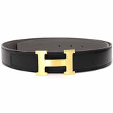 Load image into Gallery viewer, Hermes Belt Buckle H &amp; Leather 32 Box Calf 135 Vaux Togo Black Ethane