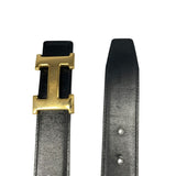 Load image into Gallery viewer, Hermes Constance H Buckle Reversible Belt Black Blue Gold Hardware