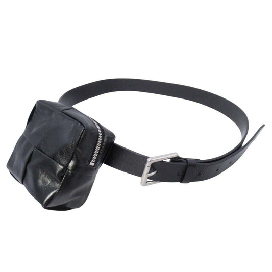 Bottega Veneta Maxi Intrecciato Leather Cassette Belt Pochette Pouch 95 Black