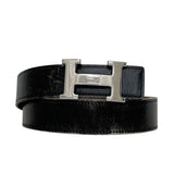 Load image into Gallery viewer, Hermes Belt Black Brown Constance Waist 93 30 Box Calf Togo Logo Buckle