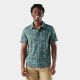 Load image into Gallery viewer, Smartwool - Men's Everyday Short Sleeve Button Down - Dusty Teal Geo Floral