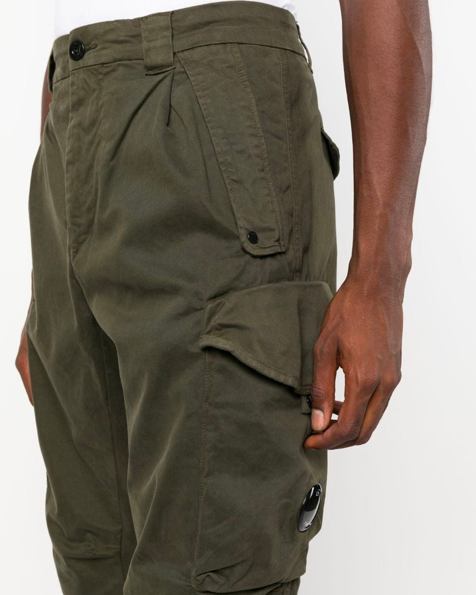 Stretch Sateen Pants Loose Fit Black Ivy Green