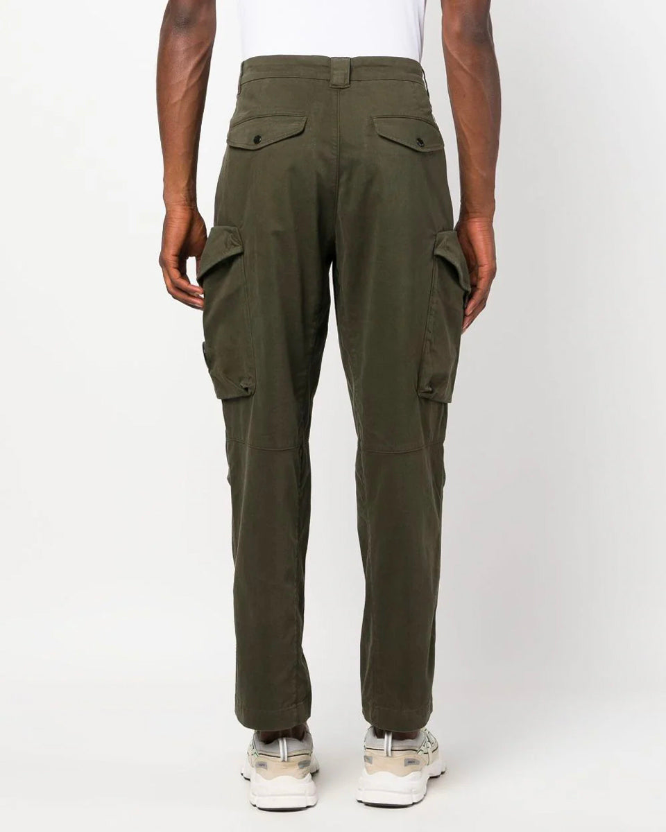 Stretch Sateen Pants Loose Fit Black Ivy Green