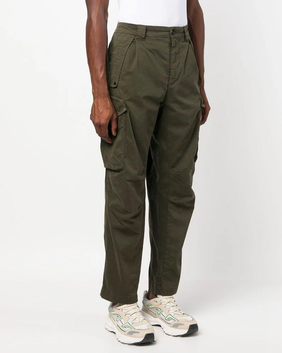 Stretch Sateen Pants Loose Fit Black Ivy Green